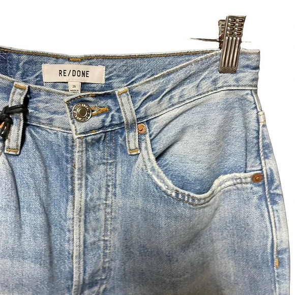 Re/Done '70s Ultra High Waist Stove Pipe Jeans in Worn Blue Size 26 - Picture 7 of 12